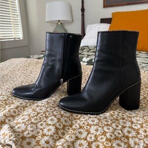 Coach Black Ankle Boots with Studded Detail